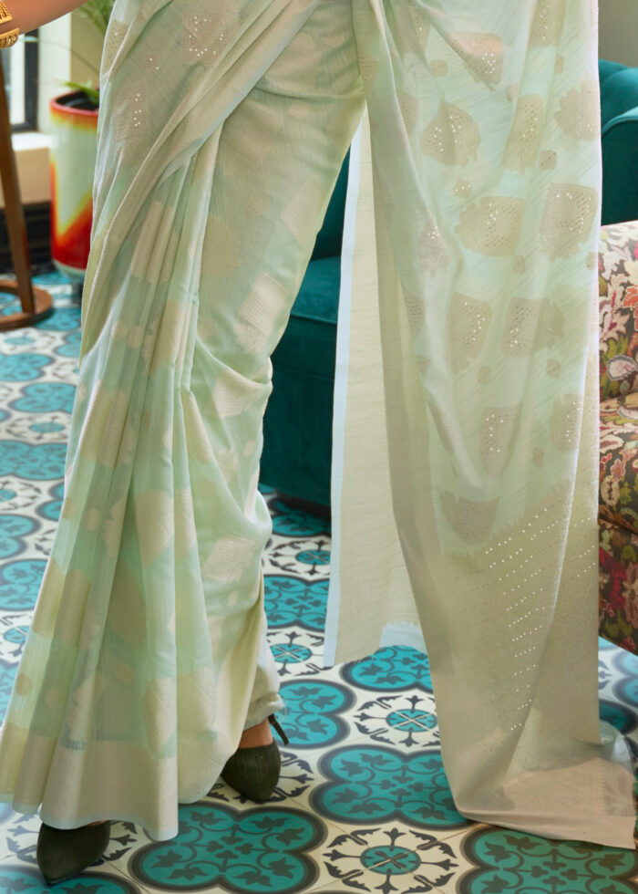 Swamp Green Lucknowi Chikankari Saree