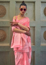 Tulip Pink Lucknowi Chikankari Saree