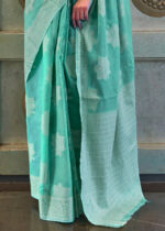 Turquoise Lucknowi Chikankari Saree