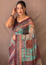 Vivid Blue Kalamkari Cotton Saree