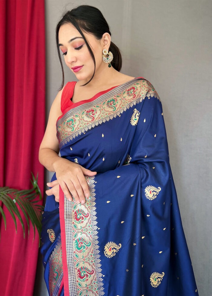 Yankees Blue Paithani Silk Saree