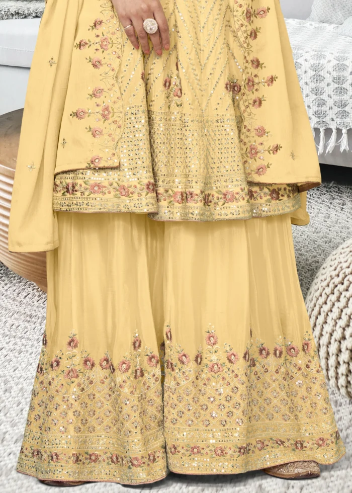 Yellow Embroidery Palazzo Suit