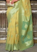 Yellow Woven Linen Silk Saree