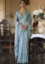 Angel Blue Linen Saree