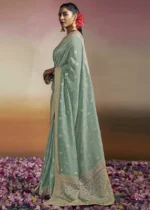 Aqua Blue Banarasi Saree