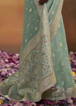 Aqua Blue Banarasi Saree