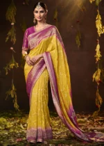 Aureolin Yellow Banarasi Saree