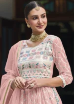 Baby Pink Embroidery Palazzo Suit