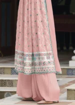 Baby Pink Embroidery Palazzo Suit