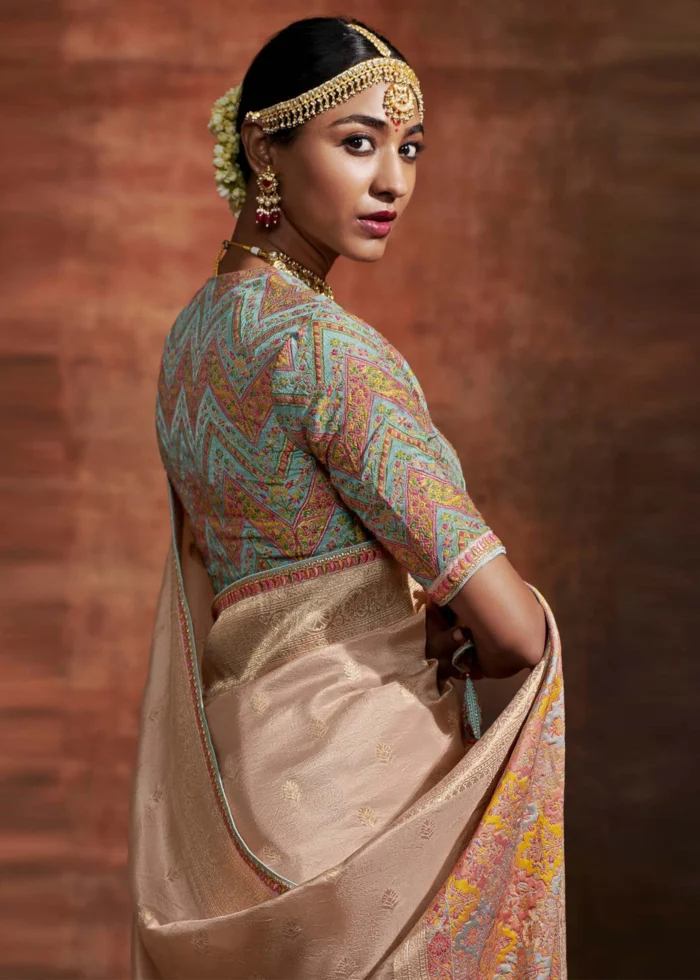 Beige Banarasi Silk Saree