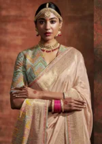 Beige Banarasi Silk Saree