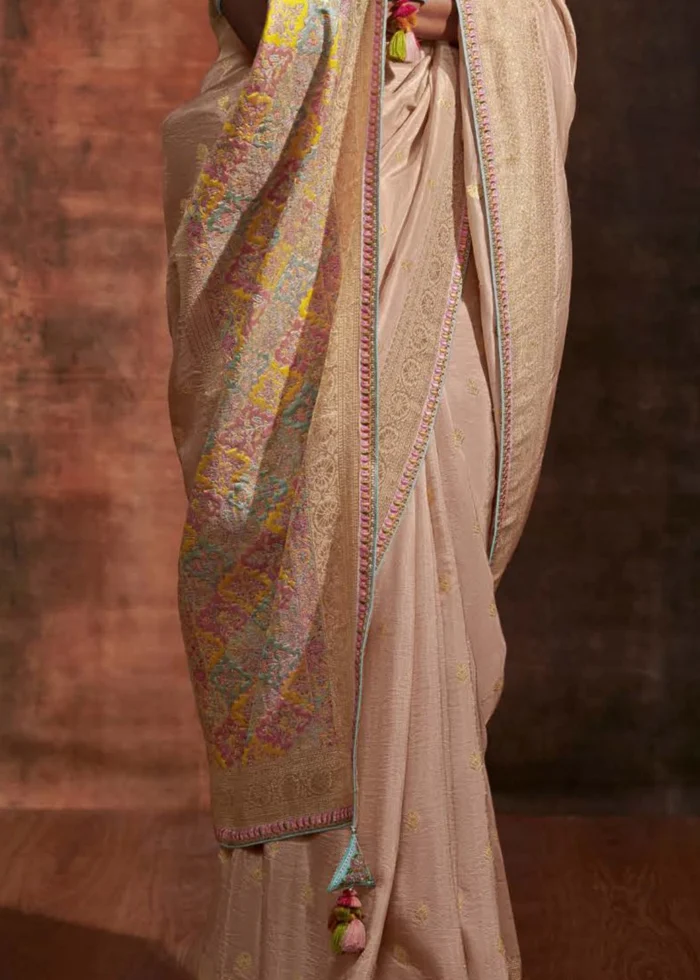 Beige Banarasi Silk Saree