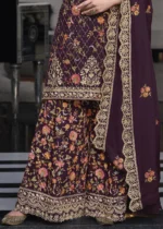 Blackberry Embroidery Palazzo Suit