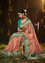 Blush Peach Banarasi Saree