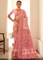 Blush Pink Kashmiri Jamawar Silk Saree