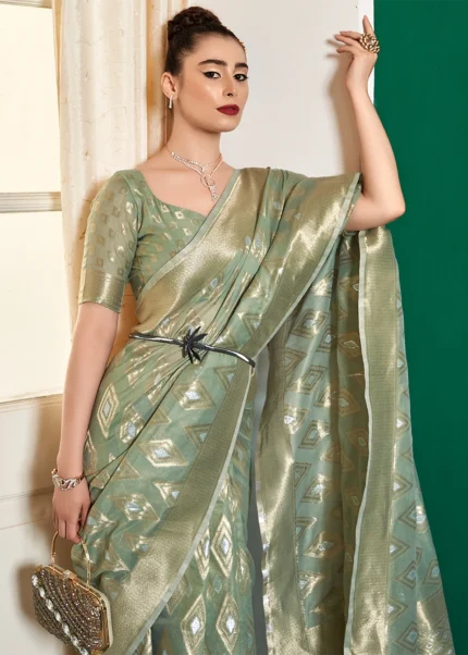 Fair Green Woven Cotton Silk Saree