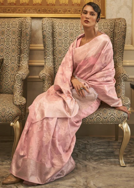 Flamingo Pink Cotton Silk Saree