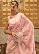 Flamingo Pink Cotton Silk Saree