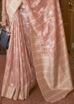 Gajari Pink Woven Linen Silk Saree