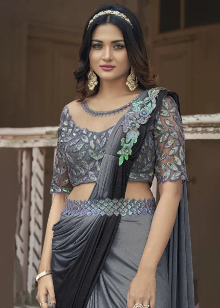 Gray Ready to Wear Saree