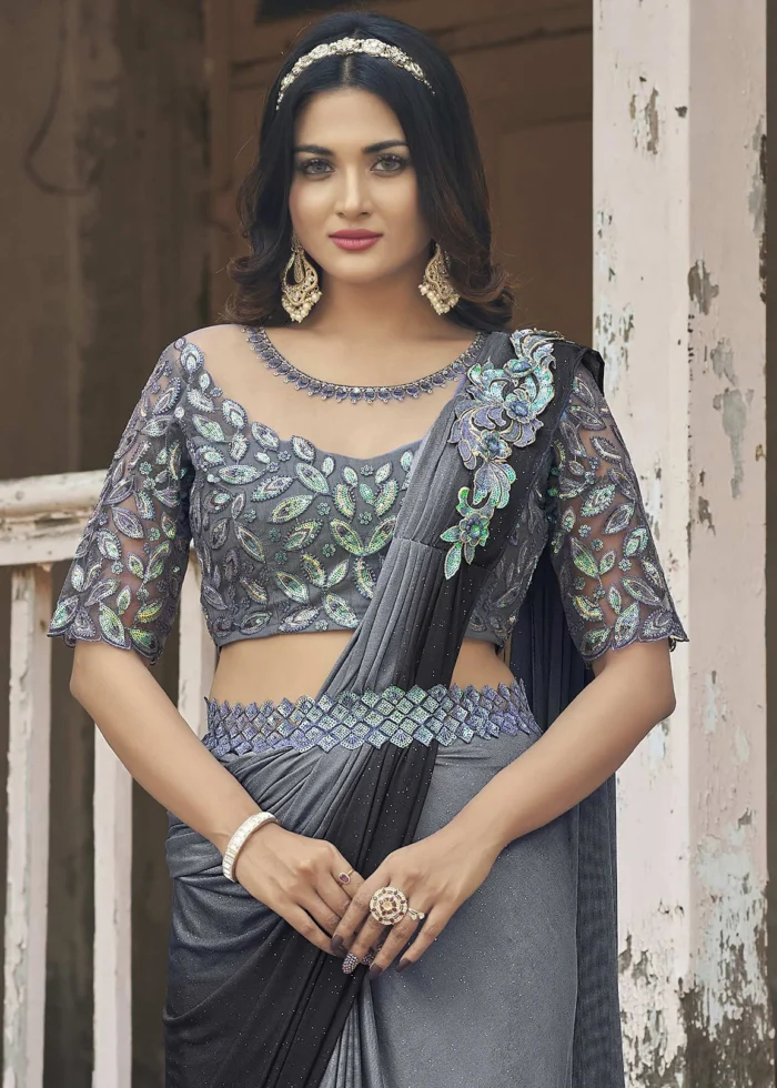 Gray Ready to Wear Saree