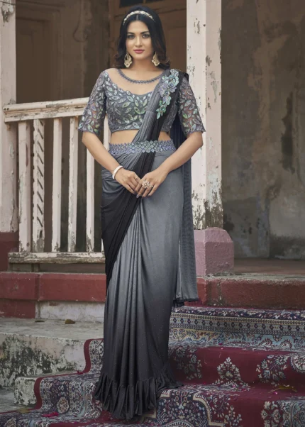 Gray Ready to Wear Saree