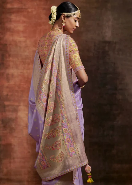 Lavender Purple Banarasi Saree