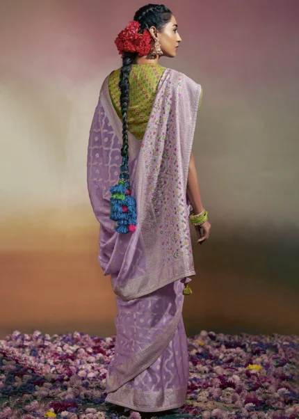 Lavender Purple Banarasi Saree