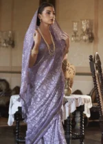 Lavender Purple Linen Saree