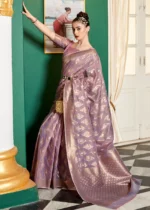 Lavender Purple Woven Cotton Silk Saree