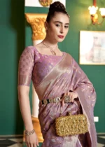 Lavender Purple Woven Cotton Silk Saree