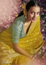 Lemon Yellow Dola Silk Saree