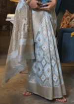 Light Blue Woven Linen Silk Saree