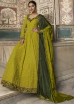 Lime Green Georgette Anarkali Gown