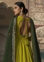 Lime Green Georgette Anarkali Gown