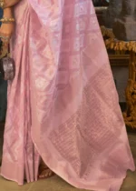 Lotus Pink Woven Linen Silk Saree