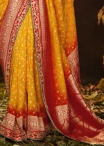 Marigold Orange Banarasi Saree