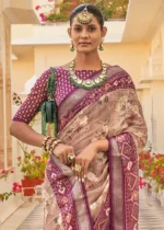 Mauve Purple Printed Chiffon Silk Saree