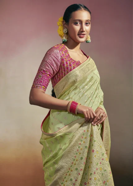 Mint Green Dola Silk Saree