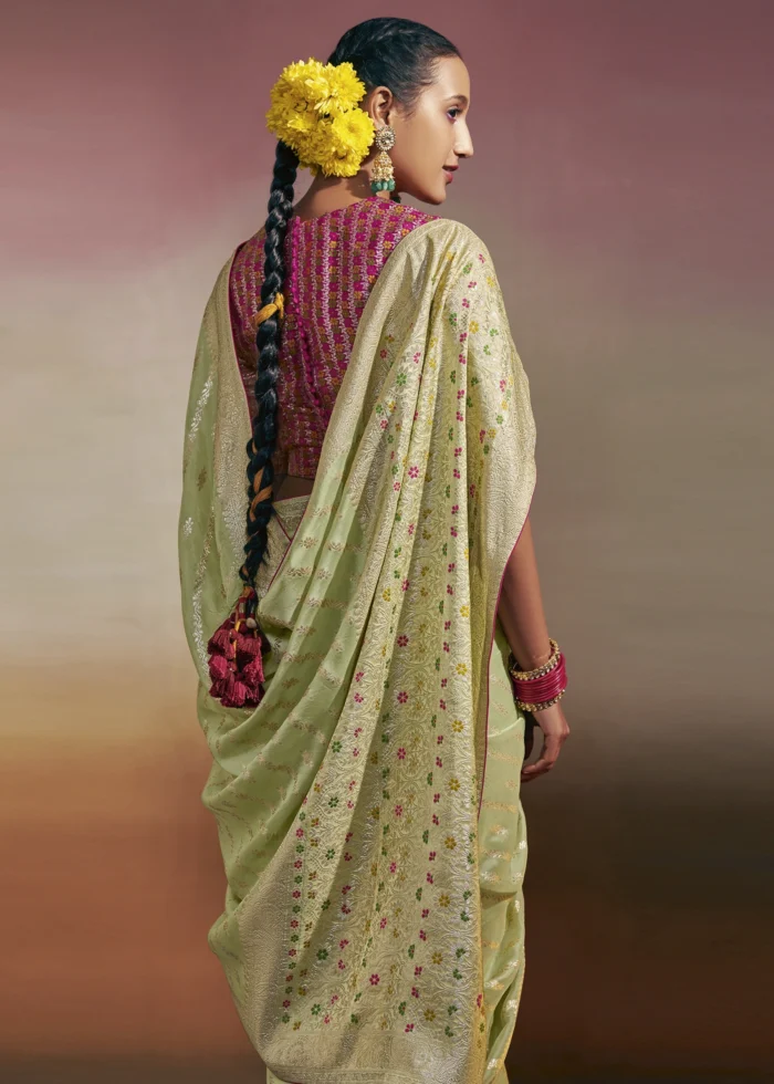 Mint Green Dola Silk Saree