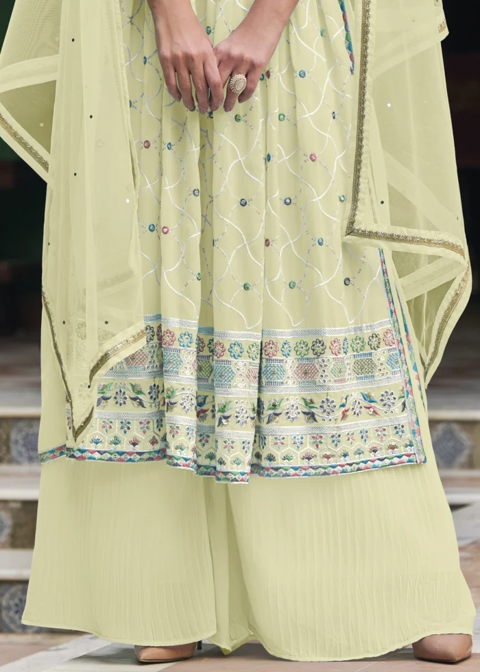 Mint Green Embroidery Palazzo Suit