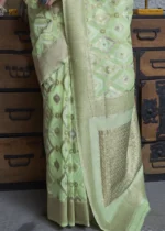 Mint Green Woven Linen Silk Saree