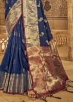 Navy Blue Banarasi Saree