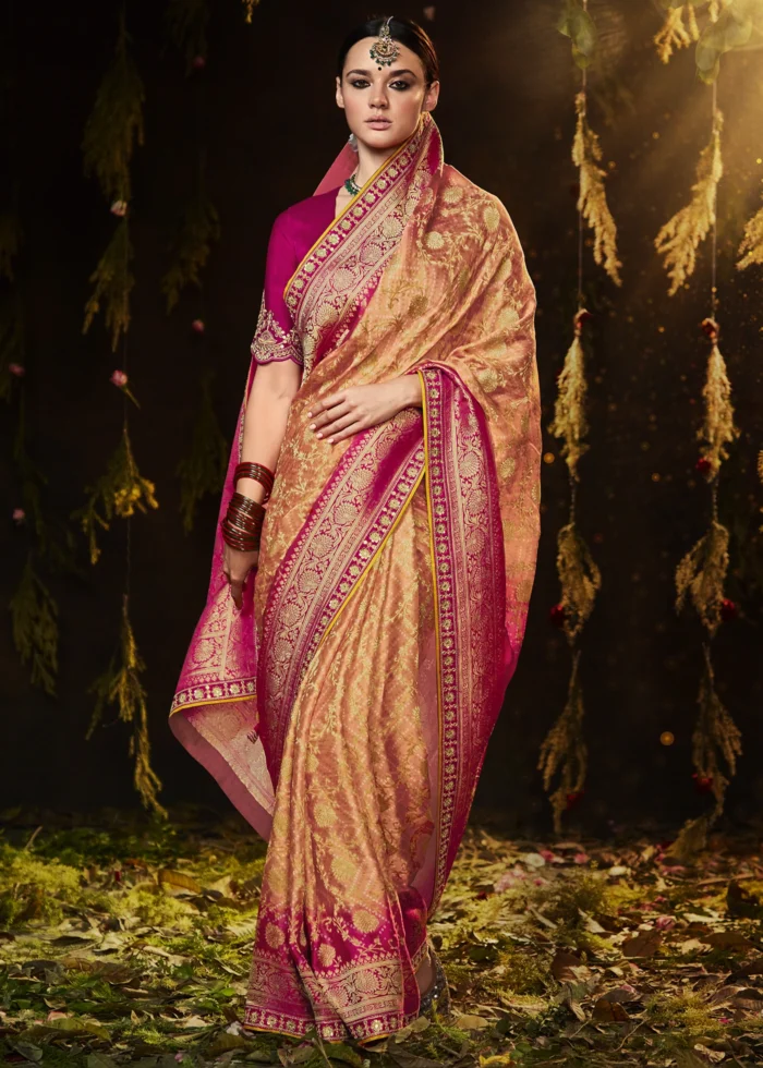 Orange Banarasi Saree