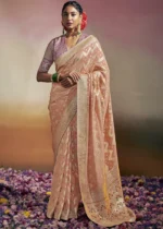 Peach Dola Silk Banarasi Saree