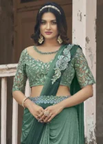 Pine Green Ready to Wear Saree