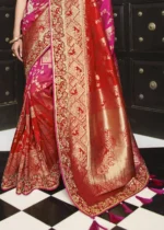 Pink Satin Silk Banarasi Saree