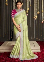 Pista Green Tissue Silk Saree