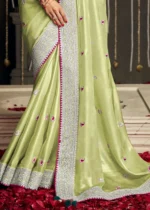 Pista Green Tissue Silk Saree