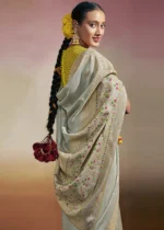 Powder Blue Dola Silk Saree